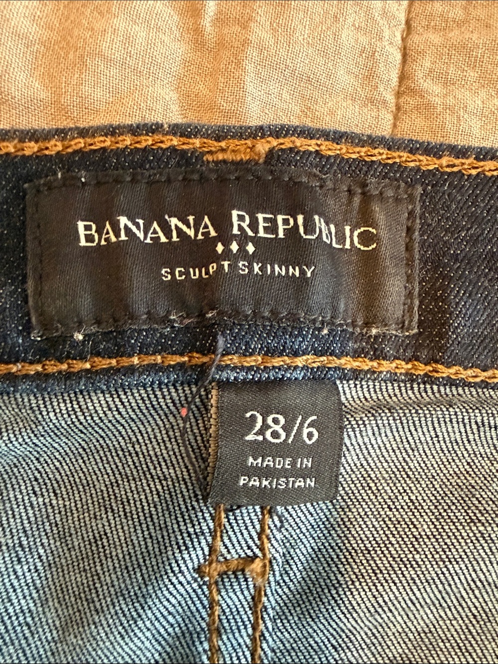 Banana Republic Sculpt Skinny Jeans in Dark Blue with Brown Stitching - Picture 2 of 5
